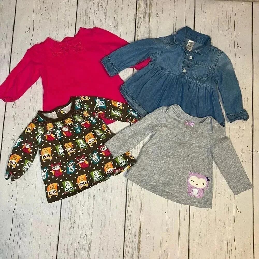 Oshkosh/Carter’s/OkieDokie baby girl’s long sleeve tops size 6-9 months
